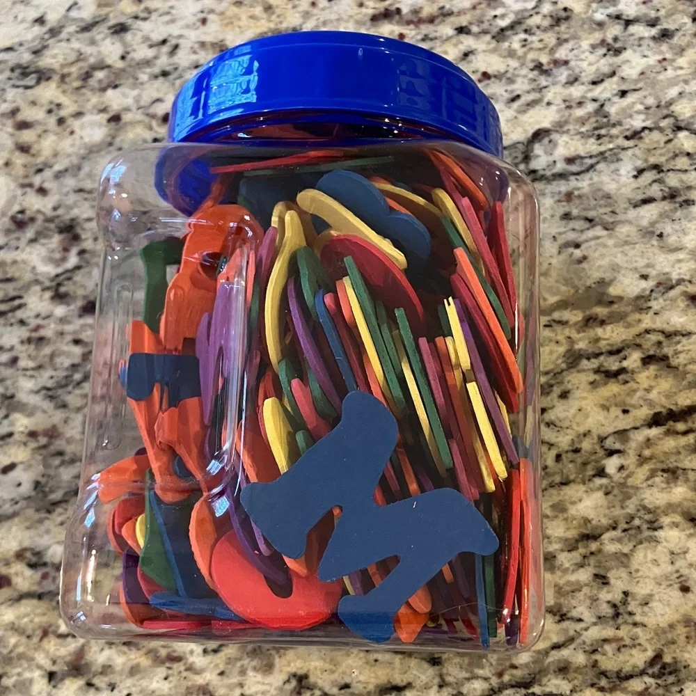 Wooden Letters & Numbers Sets Multi Color 38 fl oz Jar Learning Toy School NEW